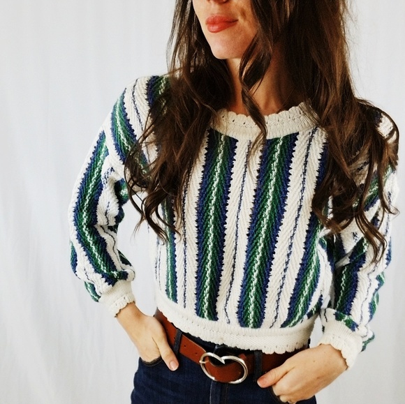 turtle bay Sweaters - Crop knit vintage sweater -C7